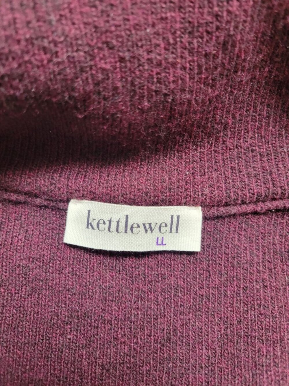 Kettlewell Plum Wrap Cardigan Extrafine Merino Wool Size L Quiet Luxury Preppy - Picture 8 of 11